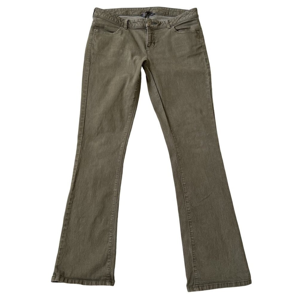 The North Face Womens 12 Olive Green Bootcut Denim Jeans Low Rise Southwestern